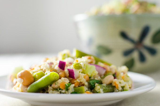 3 Bean Quinoa Salad with lime dressing | VeggiePrimer.com