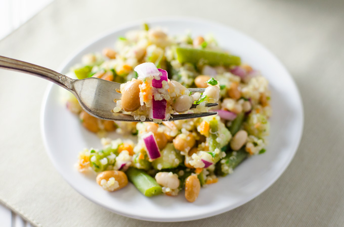 3 Bean Quinoa Salad with lime dressing | VeggiePrimer.com