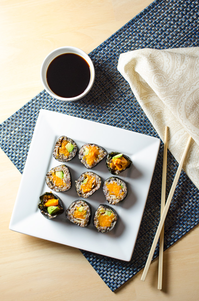 Sweet Potato Sushi Rolls with wild rice and cinnamon | VeggiePrimer.com