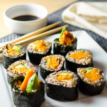 Sweet Potato Sushi Rolls with wild rice and cinnamon | VeggiePrimer.com