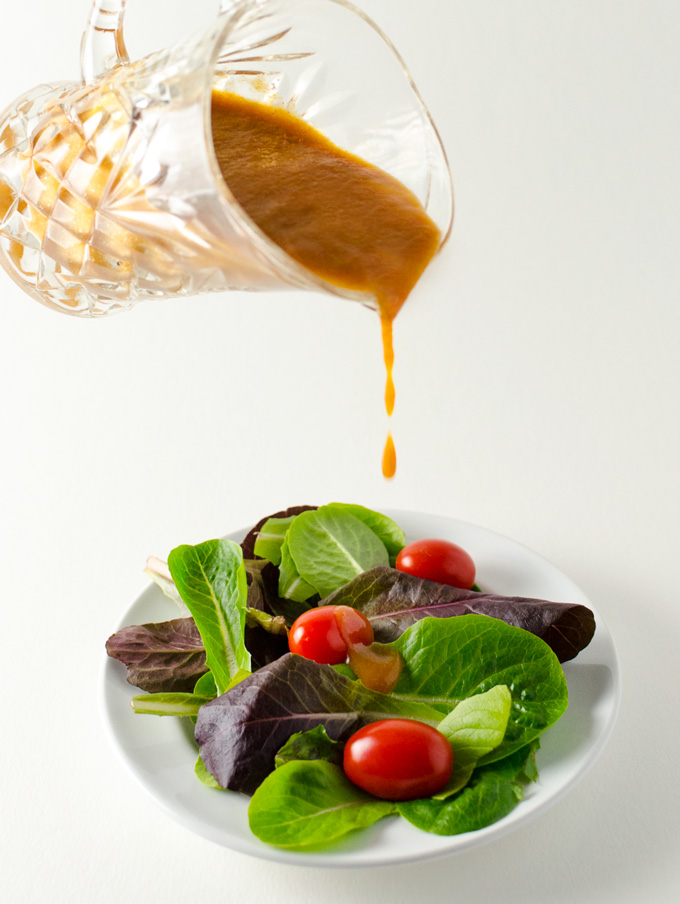 Homemade Oil-Free French Dressing - easy recipe is just as tasty as full-fat store-bought, but it's made with simple, healthy ingredients - vegan and gluten free | VeggiePrimer.com