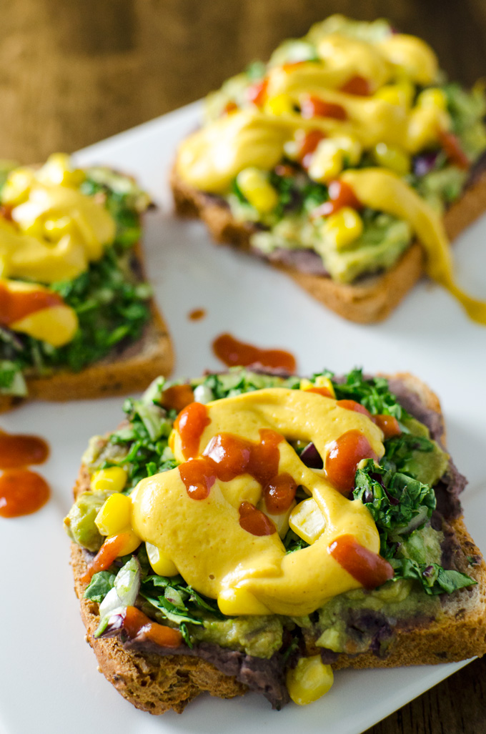 Nacho Avocado Toast - a delicious vegan, gluten free, "cheesy" recipe that's quick and easy! |VeggiePrimer.com