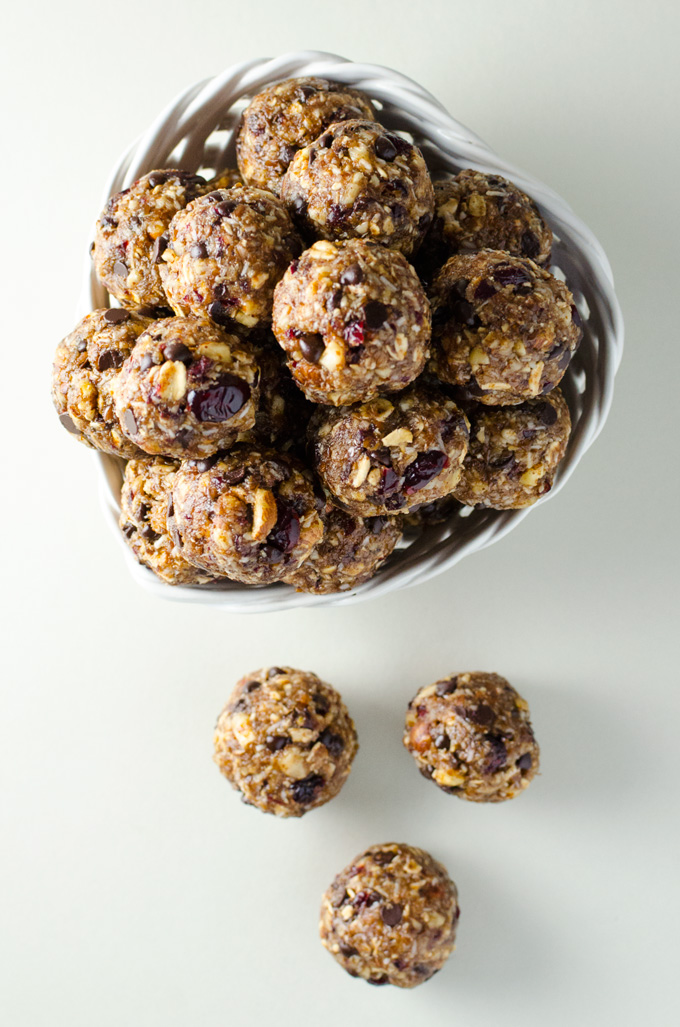 No-Bake Hazelnut Cranberry Energy Bites - this quick and easy vegan and gluten-free recipe offers a great alternative to traditional holiday cookies! | VeggiePrimer.com