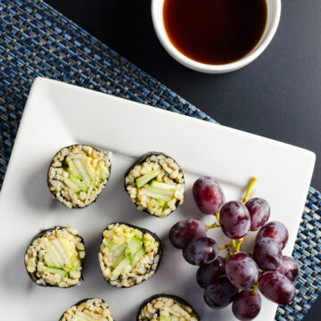 Cucumber Pear Sushi - a vegan and gluten-free recipe offering a lovely blend of sweet, fresh and crunchy flavors and textures | VeggiePrimer.com