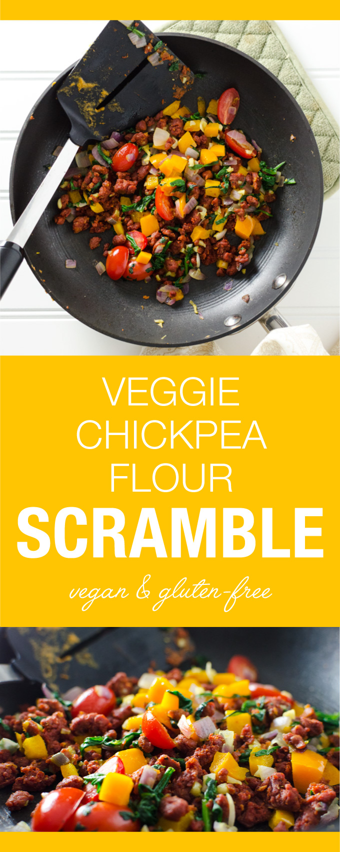 Veggie Chickpea Flour Scramble - this vegan gluten-free recipe is my plant-based version of a western omelet. The savory mixture is loaded with flavor and healthy protein. | VeggiePrimer.com