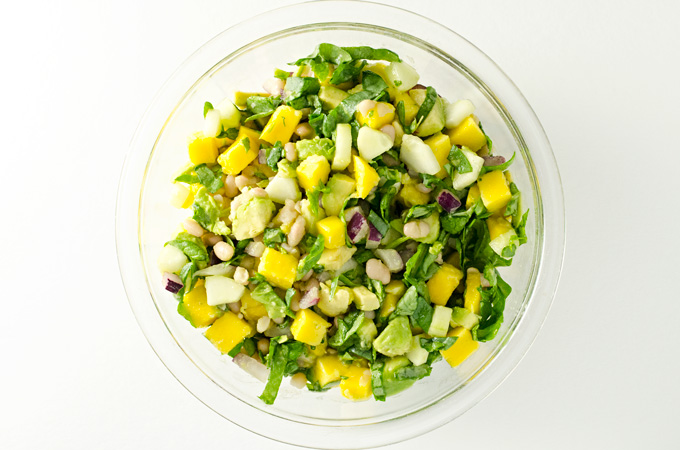 White Bean Mango Spring Rolls - the ingredients in this gluten-free vegan recipe also make a great salad or sandwich wrap! | VeggiePrimer.com
