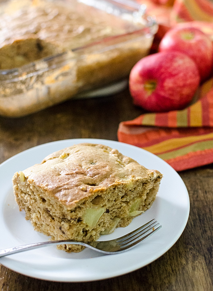 Easy Gluten-Free Apple Snack Cake - mix and bake this simple vegan recipe in the same pan! | VeggiePrimer.com