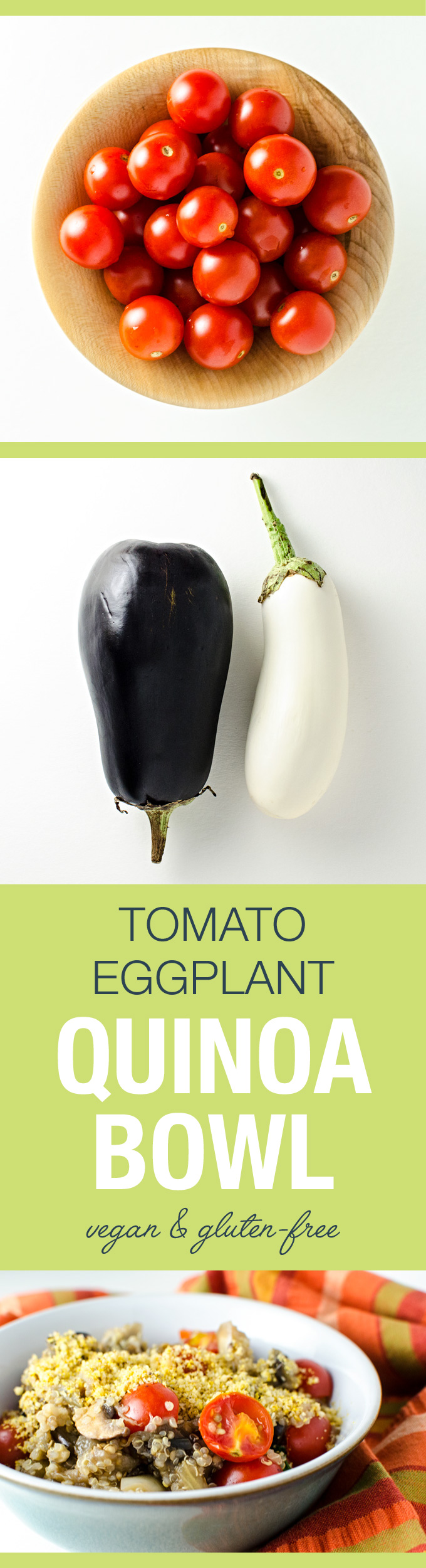 Tomato Eggplant Quinoa Bowl - this vegan gluten-free recipe is a quick and easy way to use garden veggies | VeggiePrimer.com